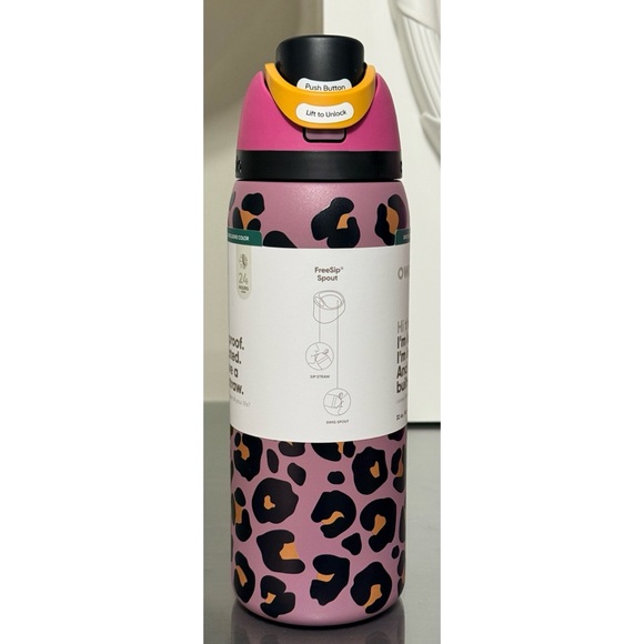 OWALA FreeSip 32oz Stainless Steel Water Bottle, JUNGLE STROLL LEOPARD - Picture 3 of 5